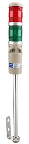 Baomain Industrial Signal Light Column LED Alarm Round Tower Light Indicator Continuous Light Warning Light Buzzer LTA-502TJ Red Green DC 12V