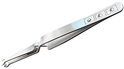 REMOS Zeckenzange/Zeckenpinzette aus rostfreiem Edelstahl löffelförmig mit Kreuzgriff für Tiere