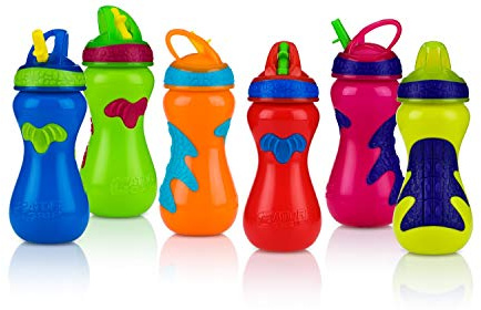 Nuby Gator Grip ID1275 Child's Sports Bottle with Built-in Drinking Straw 450 ml