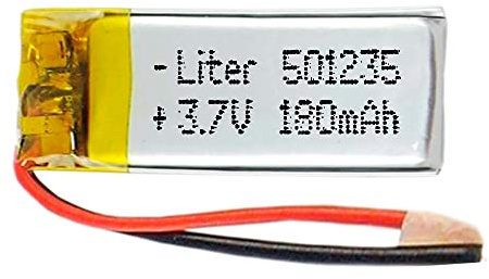 Batterie 501235 LiPo 3.7V 180mAh 0.666Wh 1S 5C Liter Energy Battery pour l'électronique Rechargeable Téléphone Portable Smartwatch GPS - Ne Convient Pas à la Radiocommande 37x12x5mm (180mAh|501235)