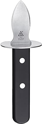 triangle Austernmesser mit Handschutz - Edelstahl, Made in Germany/Solingen | Handgenietet, gehärtet, beidseitig geschärft, 16,5 cm - professioneller Austernöffner für sicheres Öffnen