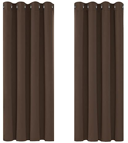 Deconovo Ösenvorhang Blickdicht Thermogardine Blackout Curtain Braun