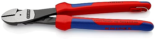 KNIPEX Kraft-Seitenschneider mit Mehrkomponenten-Hüllen, mit integrierter Befestigungsöse zum Anbringen einer Absturzsicherung schwarz, 74 02 250 T