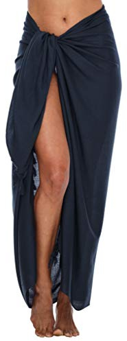 SHU-SHI - Pareo para Mujer - Diseño en Colores Lisos - Talla única - Azul Noche