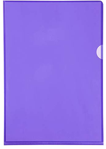 Exacompta 661205E 100er Pack PVC-Kunststoff Aktenhüllen. Für DIN A4 transparent glasklar violett oben und seitlich offen Plastikhülle Klarsichthülle für Büro und die mobile Organisation