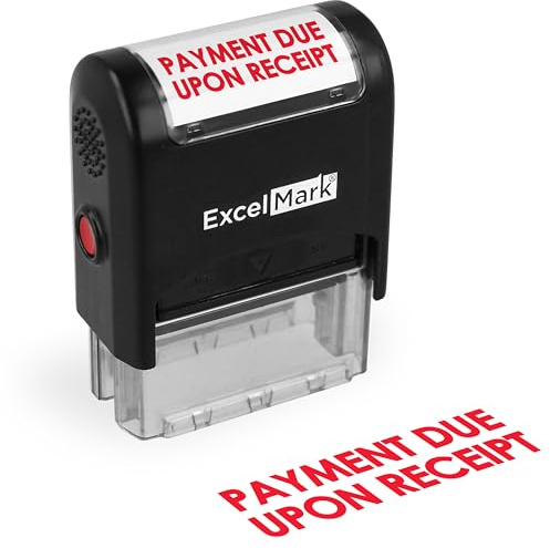 ExcelMark Payment Due Upon Receipt Self Inking Rubber Stamp - Red Ink