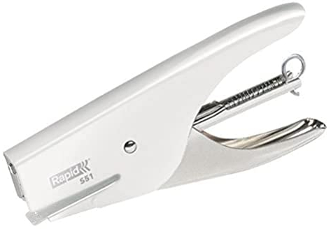 Rapid S51 Retrò Classic, Cucitrice a pinza capacità fino a 15 fogli, Cucitrice in acciaio ergonomica, Caricamento posteriore, Compatibile con punti 21/4, Bianco, 10538708