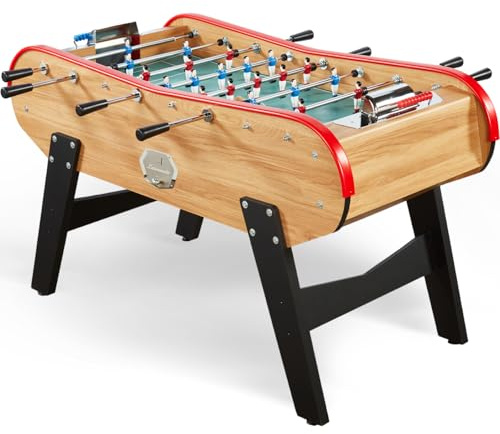 Catenaccio Babyfoot Adulte de Bar en Bois Clair 161x110x95cm – Baby-Foot de Café avec Monnayeur 1€ – Table de Jeux Robuste, Authentique, Style Bistrot