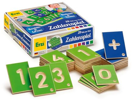 Erzi 42032 Lernspiel Zahlen aus Holz, Lernmaterial für Kinder | Kreativität, Schule