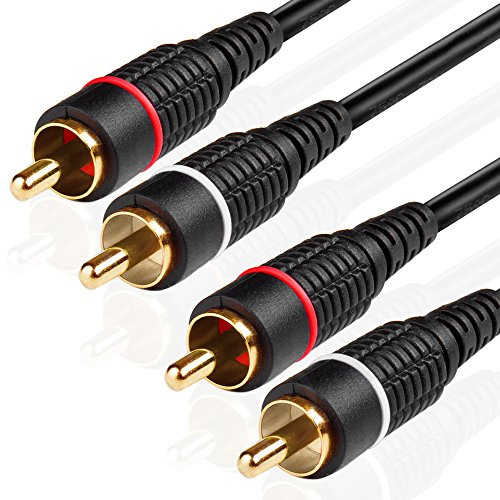TNP RCA Cable 15 ft - Gold Plated 2 RCA Male to Male HiFi Stereo Cable - Red White Audio Cord Dual Shielded for Amplifier, Car Audio, Home Theater, Speaker, Subwoofer System, Black | Dual-Shielded Rca Cord for Amplifiers, Speakers, Subwoofers, Home Theater, and Car Audio Systems