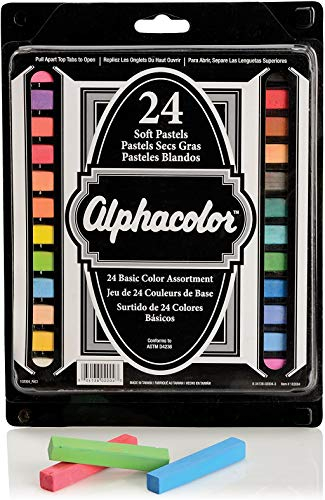 Derwent Alphacolor 102004 weiche quadratische Pastellkreide, mehrfarbig, 24 Pastellkreiden pro Set