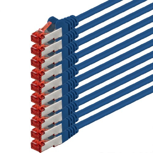 1aTTack.de 10x 2m Cat6 Cat.6 Ethernet-Kabel Cat 6 Netzwerk-Kabel Patch-Kabel RJ45 SFTP - Blau