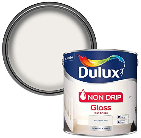 Dulux Non Drip Gloss High Sheen Paint For Wood And Metal - Pure Brilliant White 2.5L