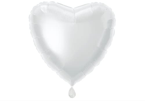 Unique Party- Globo foil helio corazón, Color blanco, 45 cm (52961) , color/modelo surtido