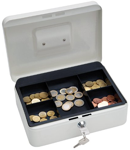 Wedo - 145302X - Caissette à monnaie à 5 compartiments - 25 x 18 x 9 cm - Rouge