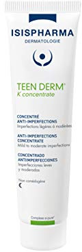 ISISPHARMA TEEN DERM K Crema Concentrata 30 ml - Trattamento notte concentrato anti-imperfezioni - Nuova formula senza profumo - Pelle da mista a grassa con tendenza all'acne - Prodotto in Francia