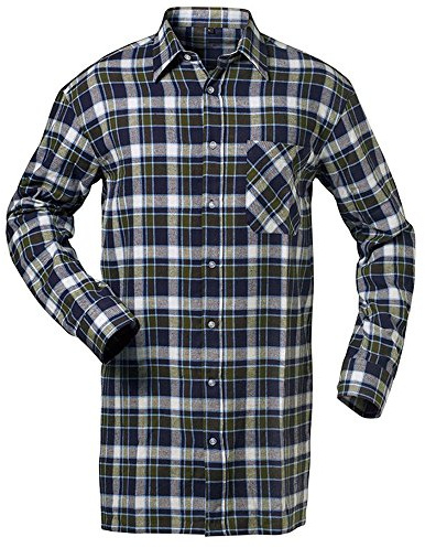 Flanellhemd Webflanell Extralang 105 cm Rückenlänge (XXL, Marine/grün/weiß)
