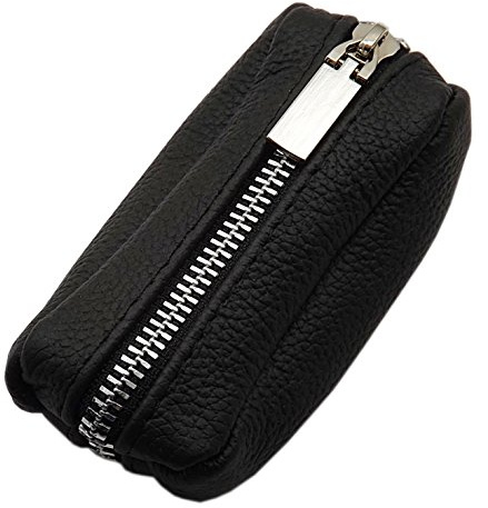 myledershop Cuero Estuches de llave 2 compartimentos Made en UE en negro en varios diseños (Diseño 1 / Metallo-Cremallera)