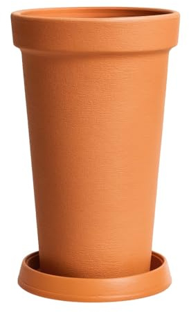 Unbekannt Pflanztopf Blumentopf Pflanzkübel Blumenkübel Tower Design Größen & Farben (40+Untersetzer, Terrakotta)