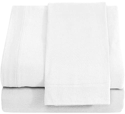 DESTINY CRESCENT BEDDING Twin XL 3 Piece Comfortable Cotton Jersey Bed Sheet Set - Knit Jersey 100% Cotton Breathable & Cooling Sheets - Dorm Room, Hospital & Split King Bed Sheets