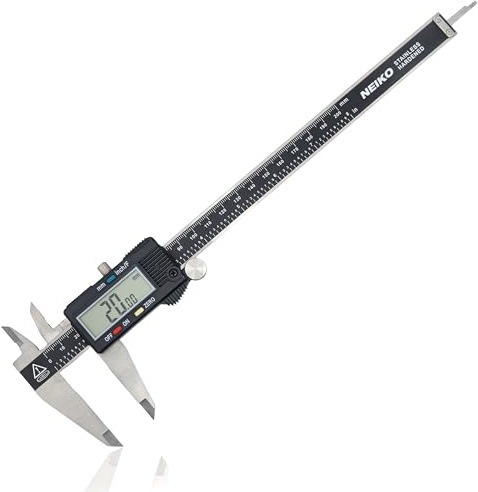 NEIKO 01408A 8” Electronic Digital Caliper Extra Large Display | 0-8 Inches | Inch/Fractions/Millimeter Conversion | Polished Stainless Steel