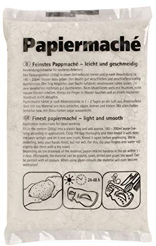 GLOREX 6 0902 02 - Papiermaché elfenbein, Pappmaché im Beutel, papierähnliche Modelliermasse als klassischer Modellierwerkstoff, ideal zum Gestalten von Masken und Reliefs, Weiß, 200 g