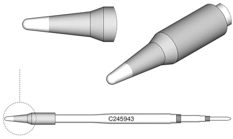 JBC Lötspitze Serie C245, Rundform, C245943/Ø 1,7 mm, gerade C245943 (Lötkartusche Lötpatrone Loetspitze Loetkartusche Loetpatrone 2245 2045 bleifrei)