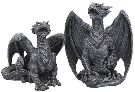 Nemesis Now Set of 2 10cm Dragon Figurines Dark Fury Drachenfiguren, 10 cm, 2 Stück, Schwarz, Einheitsgröße