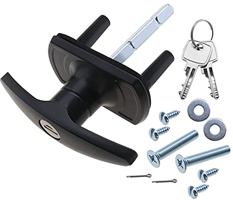 OTOTEC T Black Garage Door Lock 75mm Shaft 35mm Fixing Spigots Compatible with CARDALE HENDERSON