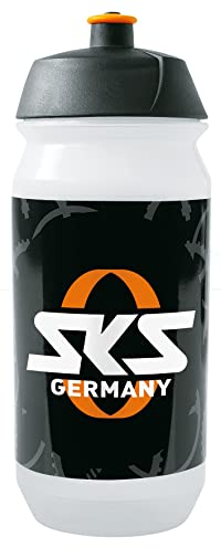 SKS GERMANY LOGO BOTTLE SMALL Borraccia da 500 ml con design SKS GERMANY (accessorio per tutti i comuni portaborraccia, valvola push-pull a prova di perdite, forma ergonomica, coperchio rimovibile)