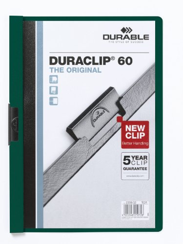 Durable Klemm-Mappe Duraclip Original 60 (für 1-60 Blatt A4), 25 Stück, petrol/dunkelgrün, 220932 | Klemmhefter für 1-60 Blatt, Cliphefter für ungelochte Unterlagen, transparente Vorderseite, aus robuster Hartfolie
