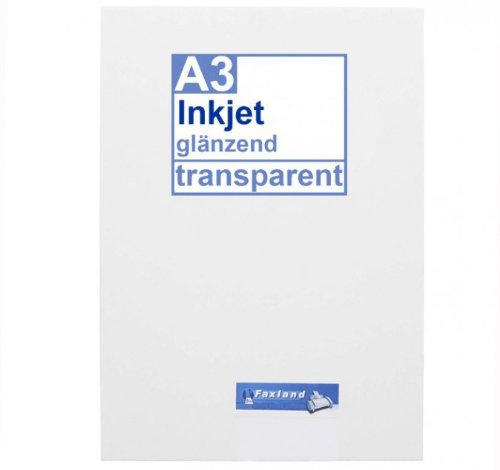 Inkjet Klebefolie 40 x DIN A3 transparent glänzend, klar - Glasklar - Druckerfolie zum bedrucken mit Tinte