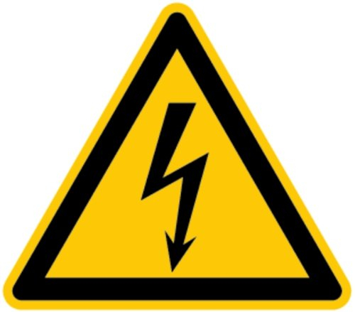 LEMAX® Aufkleber Warnschild, Warnung vor elektrischer Spannung W012 (Blitzpfeil) DIN EN ISO 7010 Folie selbstklebend gelb/schwarz 25mm 500 Stk.