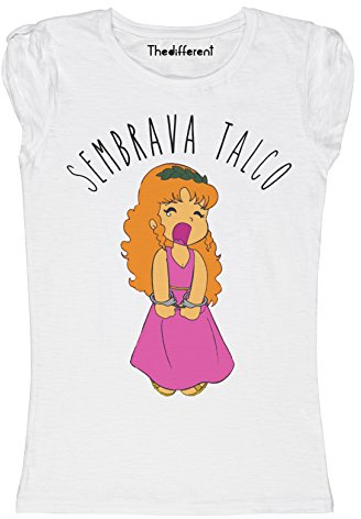 New T-Shirt Donna Fiammata Pollon Sembrava Talco Idea Regalo Bianco
