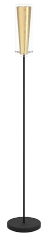EGLO Stehlampe Pinto Gold, 1 flammige Standleuchte, Standlampe aus Stahl | Farbe: Schwarz, gold, Glas: klar, gold, Fassung: E27, inkl. Trittschalter