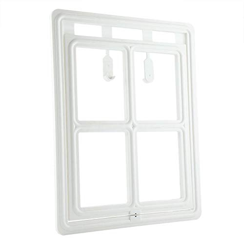 Katzenklappe für Katzen, 40 x 30 cm, Tür für Katzen und Hunde, Katzenklappe, Schwingtür für Haustiere mit automatischem Stopp für Moskitonetz, Türrahmen, weiß