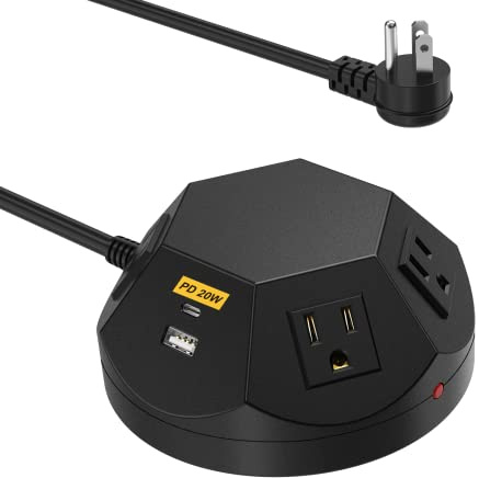 Power Strip Tower with PD 20W USB C Ports, Surge Protector with 4 Outlet and 4 USB Ports, 6.56 FT Extension Cord Power Tower Charging Station for Desk, Home Office, Living Room, Bedroom
