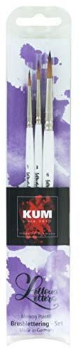 KUM 5119416 - Memory Point Brushlettering Set, Breite 1, 3 & 6, drei Pinsel im Set, weiß