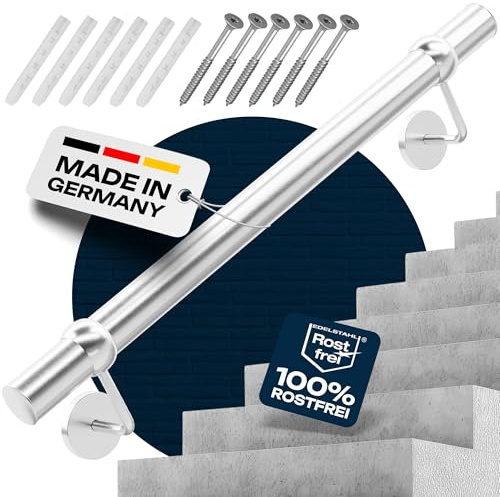 Buchetmann2 pasamanos de acero inoxidable Ø 42,4 mm, para exteriores e interiores, para montaje en pared, barandillas, 4 variantes diferentes