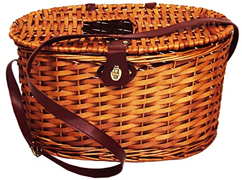 Capra Group Cesta per la raccolta funghi e tartufi in vimini con tracolla regolabile, con buco per facilitare la raccolta 40x26xh27 cm