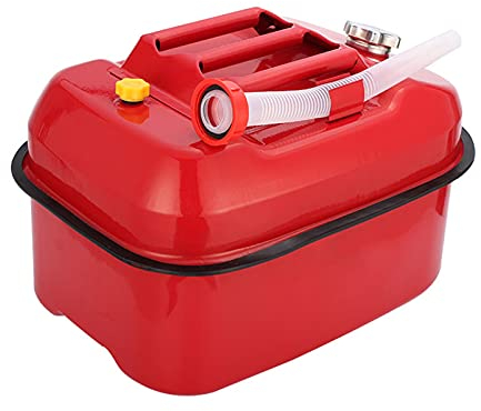 Recipientes para gasolina Can Fuel Oil Water Gasolina Diesel Tanque de almacenamiento Lata, bomba manual de sifón y tubo de descarga, cumple con la certificación de seguridad (rojo, 5L, 10L, 20L)