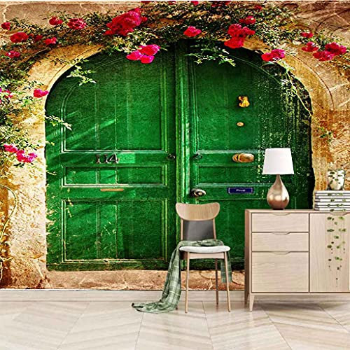 FVGKYS Wandbilder Schlafzimmer Erwachsene Kinder Tapete Plakate 3D Grüne Bogenblumenrebe Selbstklebend Wandgemälde Wandtattoo Kunst Dekoration Für Wohnzimmer Küche Wanddekoration 200x150cm