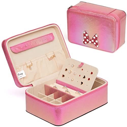 Disney Minnie Mouse Schmuckschatulle, metallisch, mit Reißverschluss, Schmuckschatulle, offizielles Lizenzprodukt