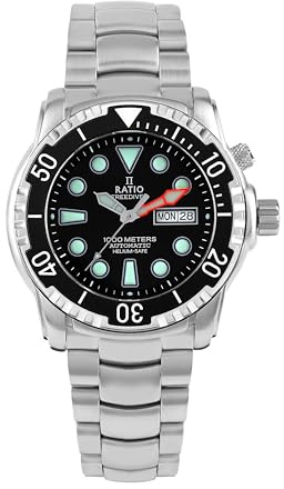 RATIO FreeDiver Helium-Safe Dive Watch Sapphire Crystal Automatic Diver Watch 1000M Water Resistant Diving Watch for Men