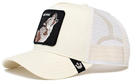 Goorin Bros. The Farm Original Truckerkappe mit verstellbarem Snapback-Verschluss, Weiß (The Lone Wolf), Einheitsgröße, Einheitsgröße
