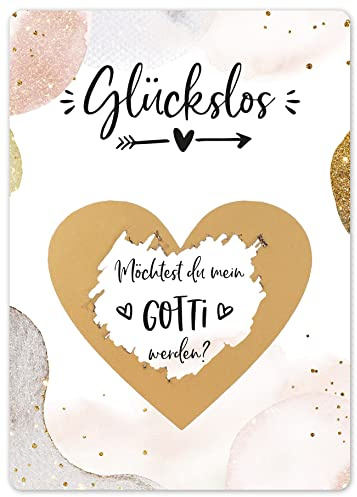 Joli Coon Rubbelkarte Gotti fragen, Willst du meine Patentante werden | 350g Designerpapier, fühlbare UV-Lack-Veredelung, für eine besondere Patenfrage, Premium-Papeterie