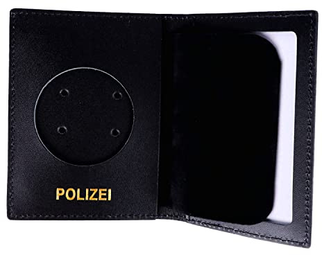 RescPol Dienstausweismappe Leder für Mützenstern mit Prägung POLIZEI
