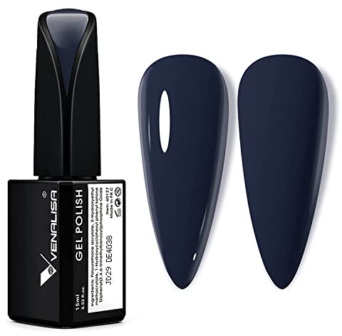 Venalisa Navy Blue Gel Nail Polish, 15 ml, Beginners, UV Lamp, Durable Manicure, Soak-Off, Shellac