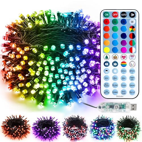 BrizLabs Valentinstag Lichterkette Innen, 10M 100 LED USB Bunt Weihnachtslichterkette Außen Farbwechsel RGB Weihnachtsdeko Aussen Wasserdicht mit Fernbedienung Timer für Garten Baum Zimmer Party
