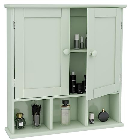 TaoHFE Green Bathroom Cabinet,Bathroom Wall Cabinet with 2 Door Adjustable Shelves,Over The Toilet Storage Cabinet,Green Bath Room Cabinet Wall Mounted,Medicine Cabinets for Laundry Kitchen